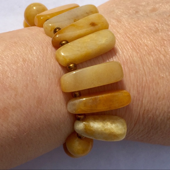 Handmade Jewelry - Bracelet Handmade Real Yellow Agate Copper Bead Stretchy Unusual Unique